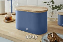 Swan Nordic Blue Kitchen Set Kettle 4 Slice Toaster Microwave Breadbin Canisters