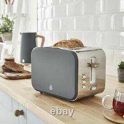 Swan Nordic Grey Kitchen Set Kettle, 2 Slice Toaster & Digital Microwave