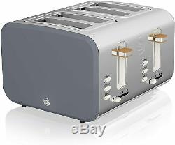 Swan Nordic Set Jug Kettle Fast Boil 4 Slice Toaster and Microwave Wood GREY