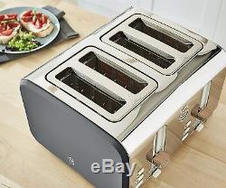 Swan Nordic Set Jug Kettle Fast Boil 4 Slice Toaster and Microwave Wood GREY
