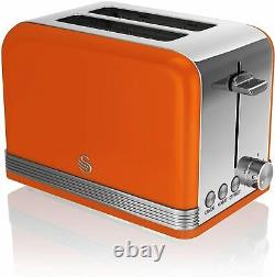 Swan Orange Combo Retro Set Digital Microwave Cordless Jug Kettle and Toaster