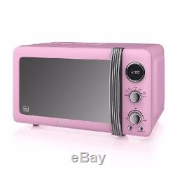 Swan Pink Microwave 20L 800w Retro Jug Kettle 3kW 1.5L & 2 Slice Toaster Set
