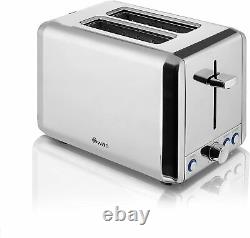 Swan Polished Stainless Steel Set Digital Microwave Electric Kettle & Toaster