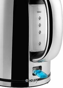 Swan Polished Stainless Steel Set Electric Kettle 4 Slice Toaster and Microwave
