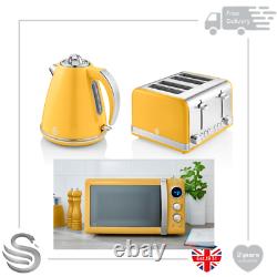 Swan Retro 1.5L Jug Kettle 3KW, 4 Slice Toaster 815W & 20L Digital Microwave Set
