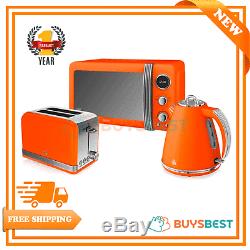 Swan Retro 1.5 Litre Jug Kettle, 2 Slice Toaster & 800W Digital Microwave Orange