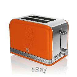 Swan Retro 1.5 Litre Jug Kettle, 2 Slice Toaster & 800W Digital Microwave Orange