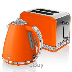 Swan Retro 1.5 Litre Jug Kettle, 2 Slice Toaster & 800W Digital Microwave Orange