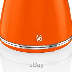 Swan Retro 1.5 Litre Jug Kettle, 2 Slice Toaster & 800W Digital Microwave Orange