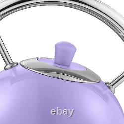 Swan Retro 1.8L Dome Cordless Kettle 3000kw & 4 Slice Retro Toaster Set Purple