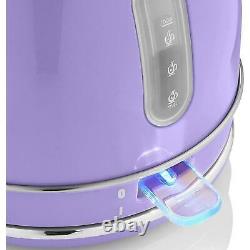 Swan Retro 1.8L Dome Cordless Kettle 3000kw & 4 Slice Retro Toaster Set Purple