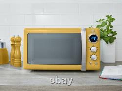 Swan Retro Dial Kettle 4 Slice Toaster & Digital Microwave Yellow Kitchen Set