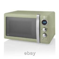 Swan Retro Digital Microwave Green LED Bulb 20L 5 Power Levels / Defrost 800W