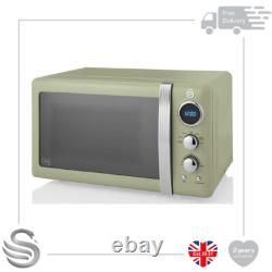 Swan Retro Digital Microwave Green LED Bulb 20L 5 Power Levels / Defrost 800W
