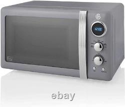 Swan Retro Digital Microwave Grey, 20 L, 800 W, 6 Power Levels Including Defros