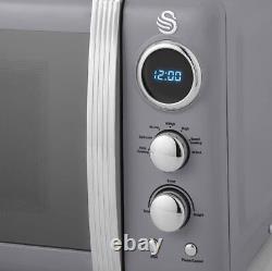 Swan Retro Digital Microwave Grey, 20 L, 800 W, 6 Power Levels Including Defros