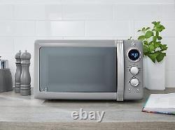 Swan Retro Digital Microwave Grey, 20 L, 800 W, 6 Power Levels Including Defros