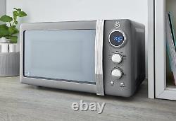 Swan Retro Digital Microwave Grey, 20 L, 800 W, 6 Power Levels Including Defros