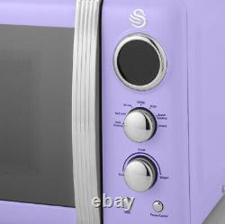 Swan Retro Jug Kettle, 4 Slice Toaster & Digital Microwave Vintage Set Purple