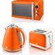 Swan Retro Kettle, 2 Slice Toaster & Digital Microwave Orange Combo Set