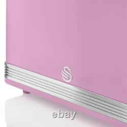 Swan Retro Kettle, 2 Slice Toaster & Digital Microwave Pink Combo Set