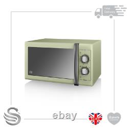 Swan Retro Manual 25L Microwave 900W 6 Power Levels 30 Minute Timer Freestanding