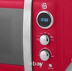 Swan Retro SM22030LRN 800W 20L Digital Microwave Red 5 Power Levels Brand New