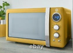 Swan Retro Yellow Digital Microwave 800W 20L Vintage Style Microwave