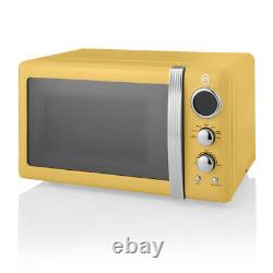 Swan Retro Yellow Digital Microwave 800W 20L Vintage Style Microwave