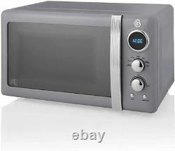 Swan SM22030GRN 20L 800W Retro-Style Digital Microwave Oven Grey Brand New