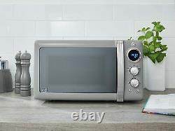 Swan SM22030GRN 20L 800W Retro-Style Digital Microwave Oven Grey Brand New