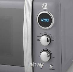 Swan SM22030GRN 20L 800W Retro-Style Digital Microwave Oven Grey Brand New