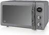 Swan Sm22030grn 800w 20l Retro Digital Microwave With 5 Power Levels Grey