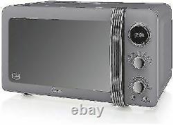 Swan SM22030GRN 800W 20L Retro Digital Microwave with 5 Power Levels Grey