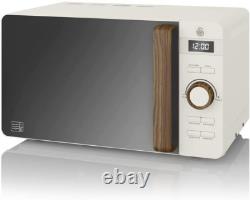 Swan SM22036LWHTN Nordic LED Digital Microwave with Glass Turntable, 6 Power Lev