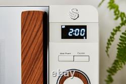 Swan SM22036LWHTN Nordic LED Digital Microwave with Glass Turntable, 6 Power Lev