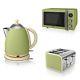 Swan Strp1050gn Kettle/toaster And Microwave Kitchen Set In Green Brand New