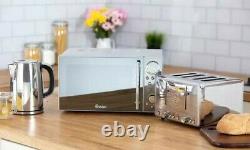 Swan Stainless Steel 20L Microwave, 1.7L Jug Kettle and 4 Slice Toaster Set