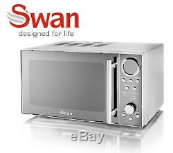 Swan Stainless Steel 800w Digital Microwave 1.7 Litre Jug Kettle 2 Slice Toaster