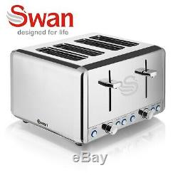 Swan Stainless Steel 800w Digital Microwave 1.7 Litre Jug Kettle 4 Slice Toaster