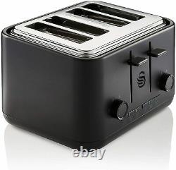 Swan Stealth Matte Black 20L Microwave, 1.7L Kettle & 4 Slice Toaster Set -NEW