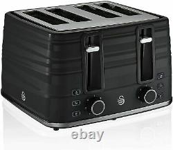 Swan Symphony Black 1.7L Jug kettle, 20L Microwave & 4 Slice Toaster Set -NEW