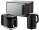 Swan Wave Black Kettle 2 Slice Toaster & 800w Microwave Matching Kitchen Set