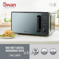 Swan Wave Black Kettle 2 Slice Toaster & 800W Microwave Matching Kitchen Set
