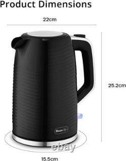 Swan Wave Black Kettle 2 Slice Toaster & 800W Microwave Matching Kitchen Set