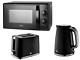 Swan Windsor Black Kettle 2 Slice Toaster & 700w 20l Microwave Matching Set