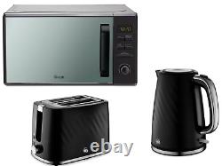 Swan Windsor Black Kettle 2 Slice Toaster & 800W 20L Digital Microwave Set