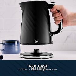 Swan Windsor Black Kettle 2 Slice Toaster & 800W 20L Digital Microwave Set