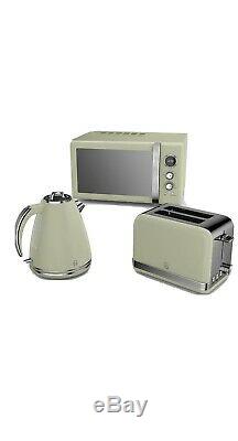 Swan retro microwave set 2 slice toaster and cordless kettle green home decor