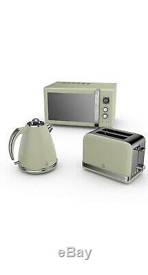 Swan retro microwave set 2 slice toaster and cordless kettle green home decor